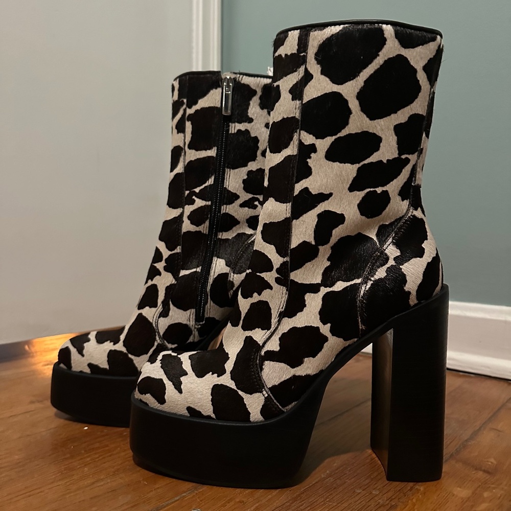 Steve Madden Platform Boots - Cow Print